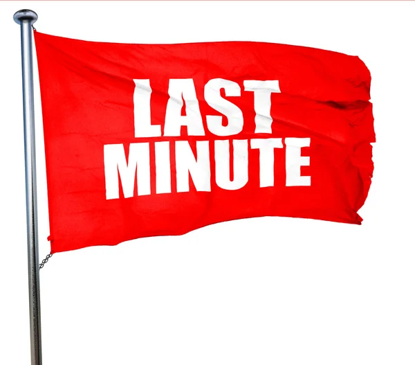 Sista minuten, 3d-rendering, en röd viftande flagga — Stockfoto