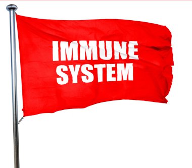 bağışıklık sistemi, 3d render, bir kırmızı bayrak sallıyor