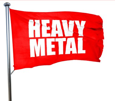 Heavy metal müzik, 3d render, bir kırmızı bayrak sallıyor