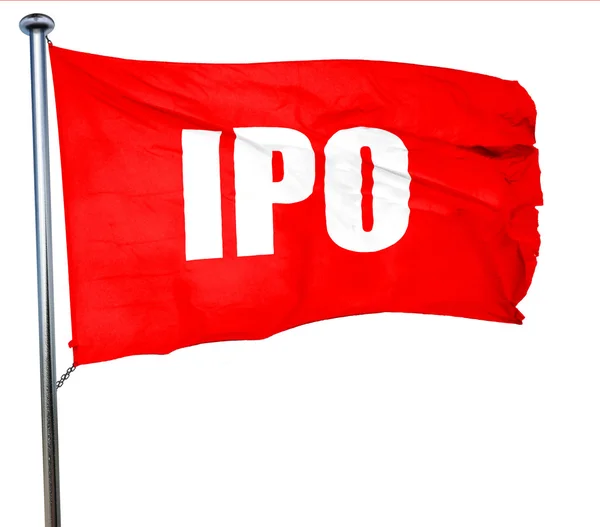 Ipo, representación 3D, una bandera ondeante roja — Foto de Stock