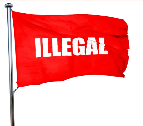 Nelegální, 3d vykreslování, červené mává vlajkou — Stock fotografie