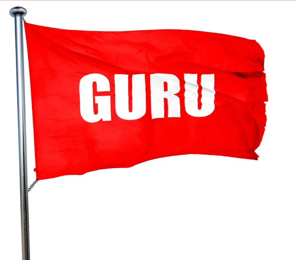 Guru, 3D rendering, a red waving flag — Stock Photo, Image