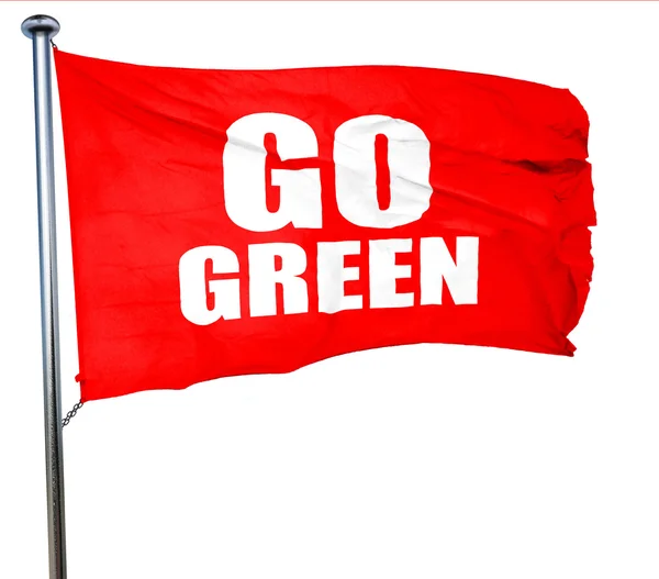 Go green, 3D-Rendering, eine rote Flagge schwenken — Stockfoto