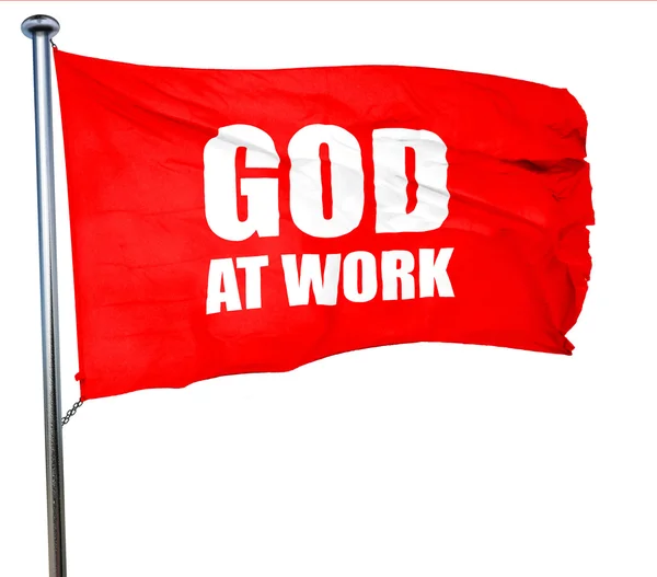 God op het werk, 3D-rendering, een rode vlag zwaaien — Stockfoto