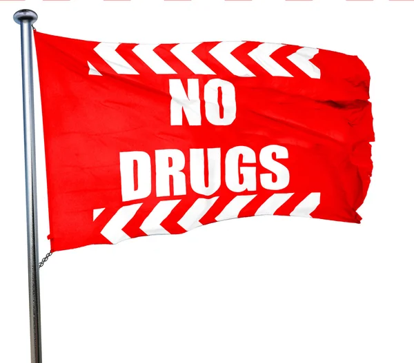 Żadnych narkotyków Zarejestruj, renderowania 3d, czerwony macha flagą — Zdjęcie stockowe