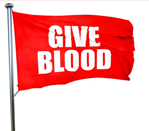 Give blood, 3D rendering, a red waving flag — Stock Photo, Image