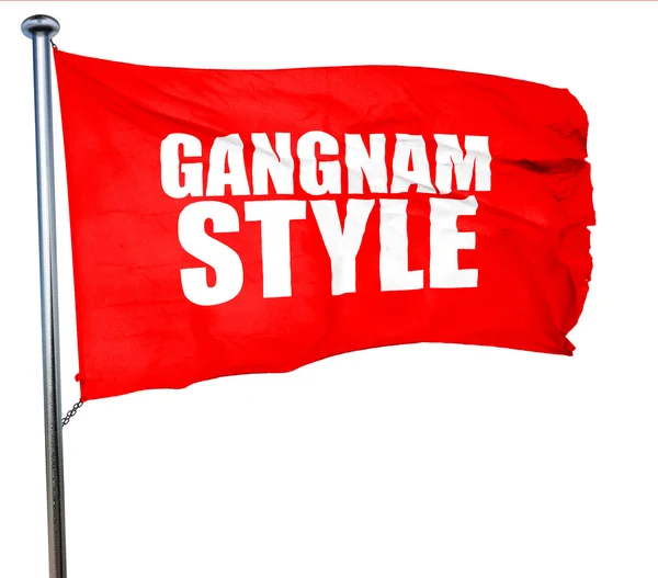 Gangnam stil, 3d-rendering, en röd viftande flagga — Stockfoto
