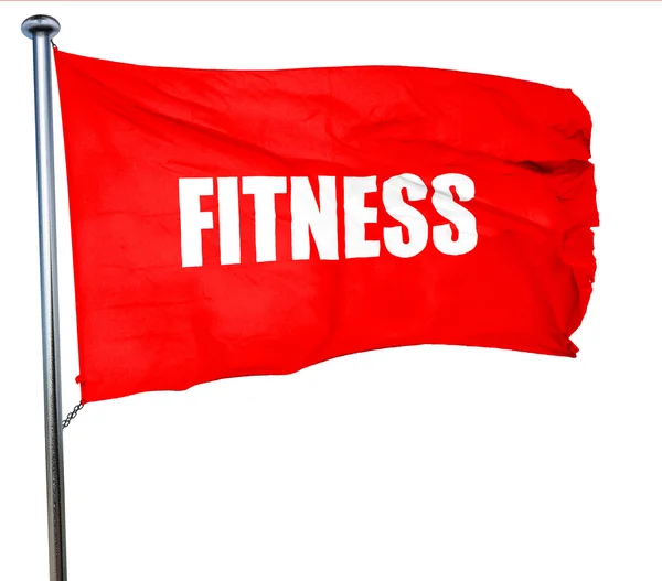 Fitness, rendering 3D, bandiera rossa sventolante — Foto Stock