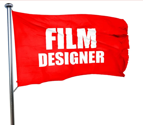 Diseñador de cine, representación 3D, una bandera ondeante roja —  Fotos de Stock