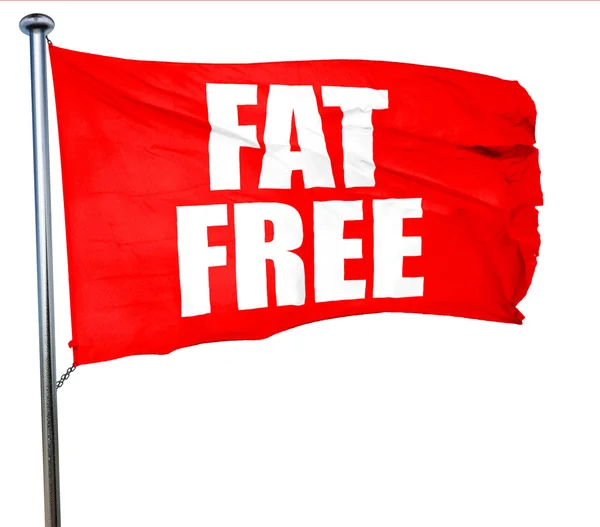 Libre de grasa, representación 3D, una bandera ondeante roja — Foto de Stock