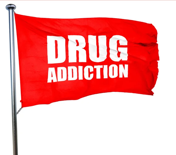 Narkomanii, renderowania 3d, czerwony macha flagą — Zdjęcie stockowe