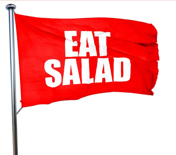 Yemek salatası, 3d render, bir kırmızı dalgalanan bayrak — Stok fotoğraf
