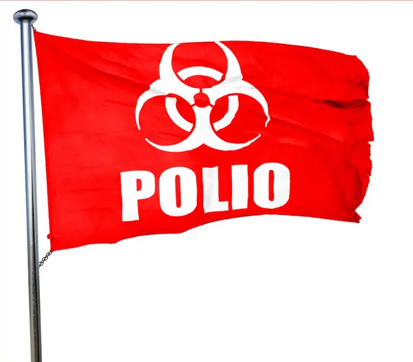 Polio concept background, rendu 3D, un drapeau rouge — Photo