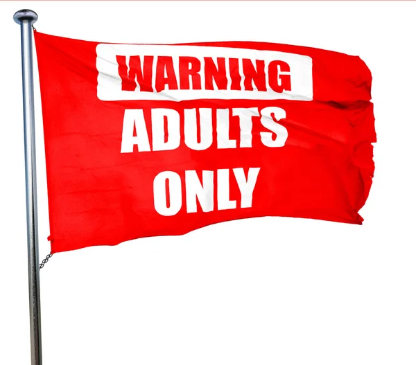 Adults only sign, 3D rendering, a red waving flag — Stock Photo, Image