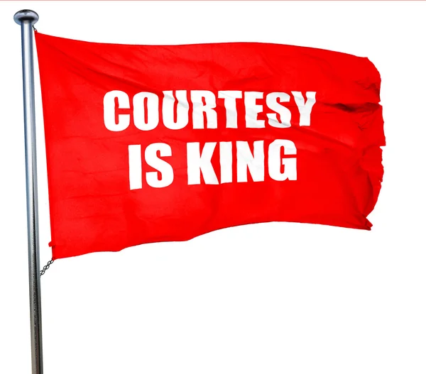 Zdvořilost je král, 3d vykreslování, červená vlající vlajka — Stock fotografie