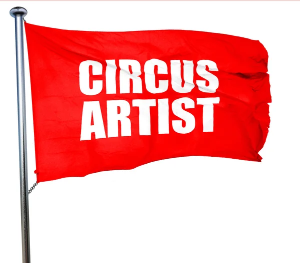 Zirkusartistin, 3D-Darstellung, eine rote Fahne schwenkend — Stockfoto