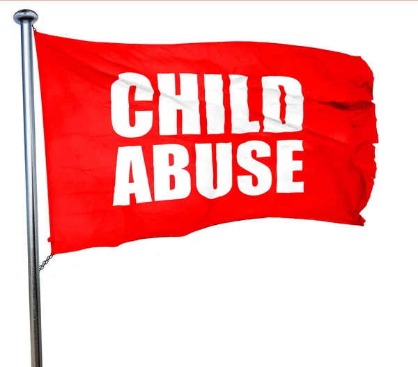 Abusi sui minori, rendering 3D, bandiera rossa — Foto Stock