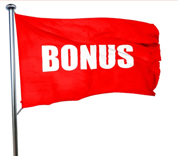 Bonus sign with smooth lines, 3D rendering, a red waving flag — Stock Photo, Image