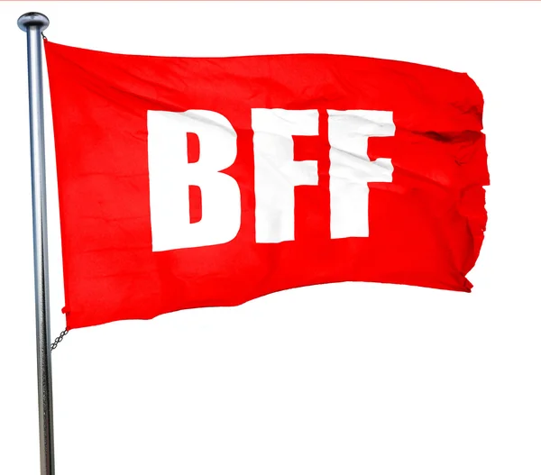 Bff, renderização 3D, uma bandeira acenando vermelho — Fotografia de Stock