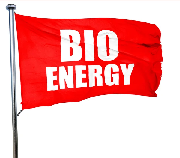 Bio energia, renderização 3D, uma bandeira acenando vermelho — Fotografia de Stock