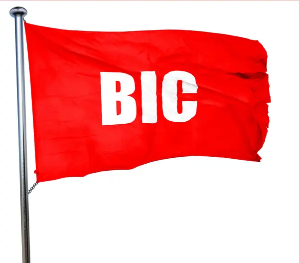 BIC, 3d render, bir kırmızı bayrak sallıyor — Stok fotoğraf