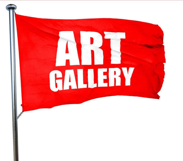 Kunstgalerie, 3D-Darstellung, eine rote Flagge schwenkend — Stockfoto