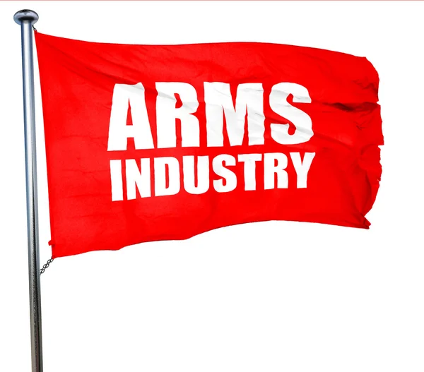 Rüstungsindustrie, 3D-Darstellung, eine rote Fahne schwenkend — Stockfoto