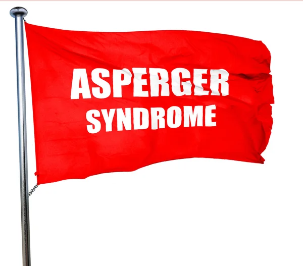 Síndrome de Asperger fundo, renderização 3D, uma bandeira acenando vermelho — Fotografia de Stock