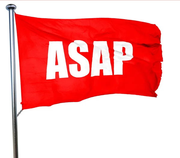 ASAP, 3d-rendering, en röd viftande flagga — Stockfoto