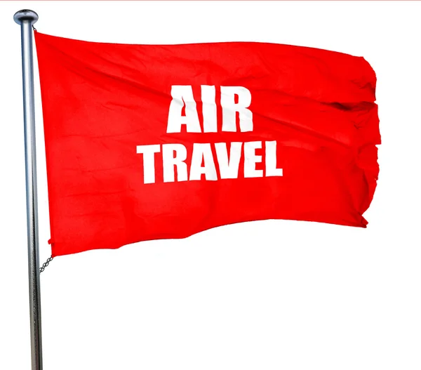 Air travel, 3D rendering, a red waving flag — Stock Photo, Image