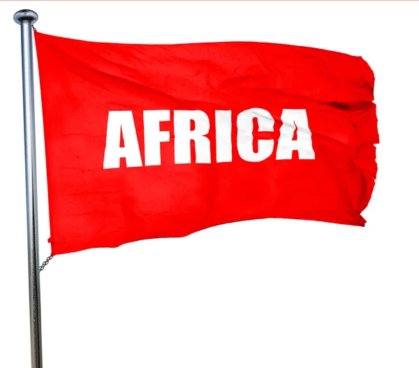 Africa, render 3D, bendera melambai merah — Stok Foto