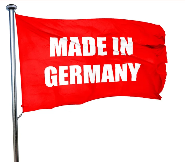 Made in Germany, 3D-Darstellung, eine rote Fahne schwenkend — Stockfoto