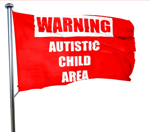 自闭症儿童标志，3d 渲染，红色那飘扬的旗帜 — 图库照片