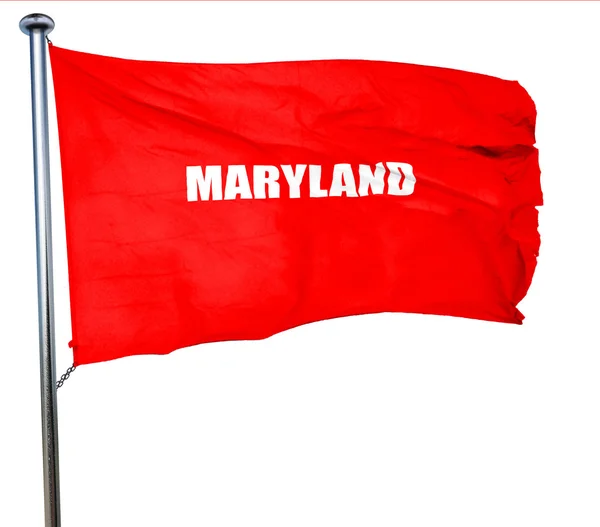 Maryland, renderização 3D, uma bandeira acenando vermelho — Fotografia de Stock