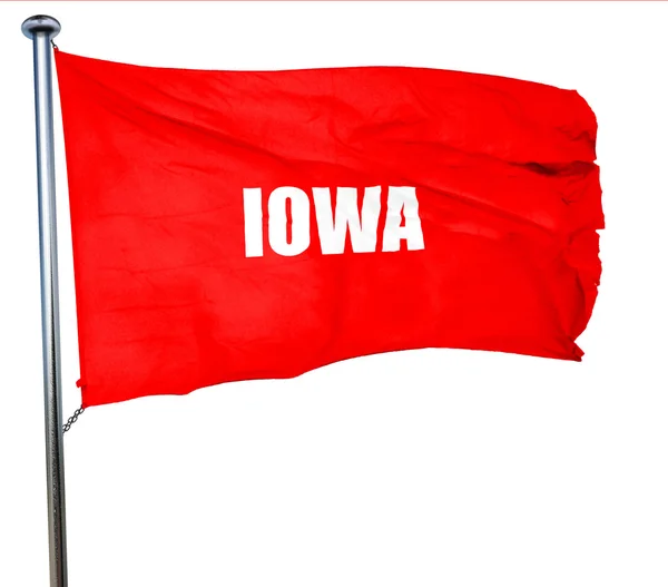 Iowa, rendering 3D, bandiera rossa sventolante — Foto Stock