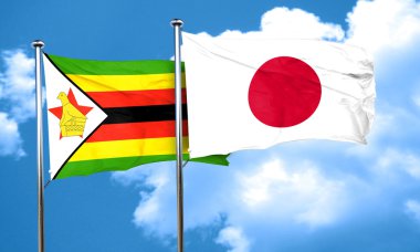 Zimbabve bayrağı Japonya bayrağı, 3d render ile