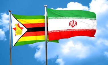 Zimbabve bayrağı Iran bayrağı, 3d render ile