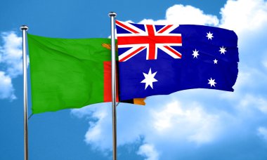 Avustralya bayrağı, 3d render ile Zambiya bayrağı