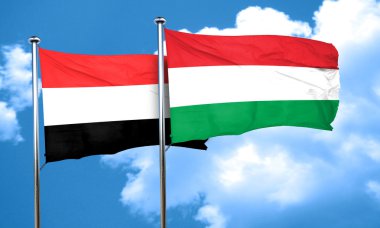 Macaristan bayrağı, 3d render ile Yemen bayrağı