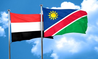 Namibya bayrak, 3d render ile Yemen bayrağı