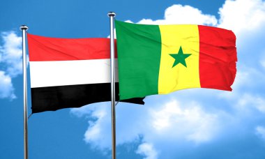 Yemen bayrağı Senegal bayrak, 3d render ile