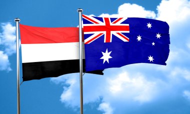 Avustralya bayrağı, 3d render ile Yemen bayrağı