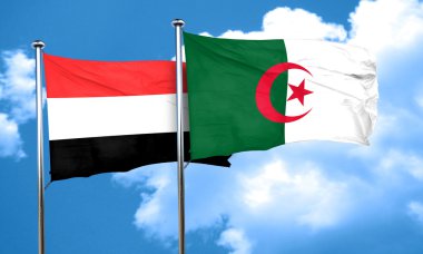 Cezayir bayrağı, 3d render ile Yemen bayrağı