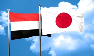 Japonya bayrağı, 3d render ile Yemen bayrağı