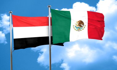 Meksika bayrağı, 3d render ile Yemen bayrağı