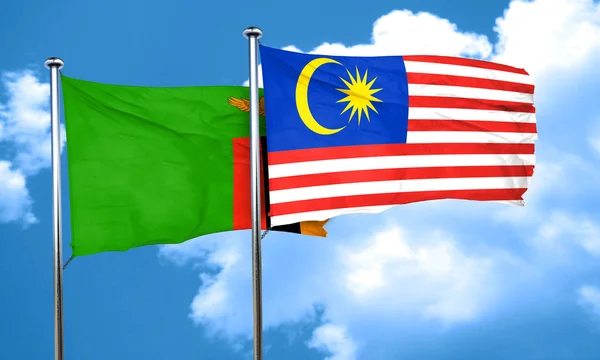 マレーシアの国旗、3 d レンダリングとザンビアの国旗 — ストック写真