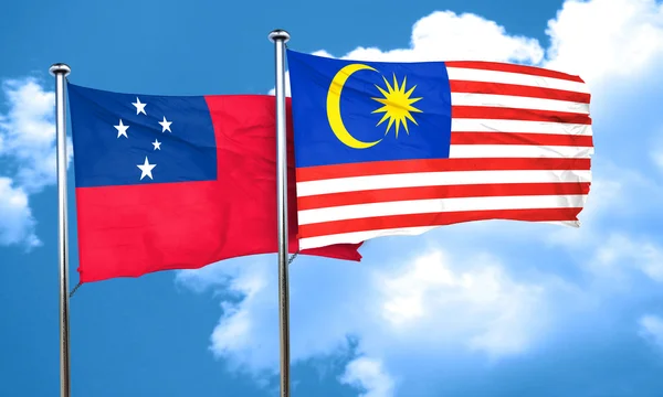 말레이시아 국기, 3d 렌더링 사모아 깃발 — 스톡 사진