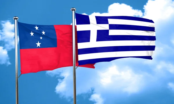 Σημαία των Σαμόα με Ελλάδα σημαία, 3d rendering — Φωτογραφία Αρχείου