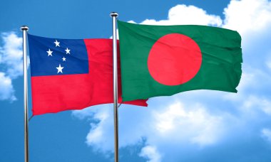 Samoa bayrak Bangladeş bayrağı, 3d render ile