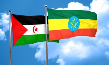 Batı Sahra bayrak Etiyopya bayrağı, 3d render ile